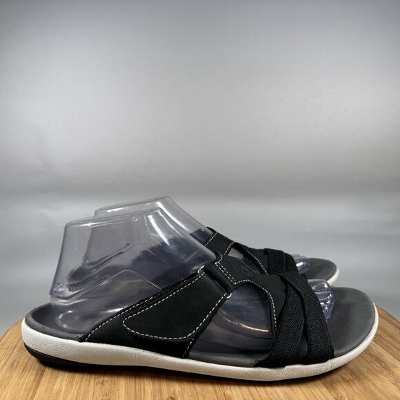 S Spenco Orthotic Sandals Strappy Black Crisscross Slides Women 9 - Picture 1 of 6
